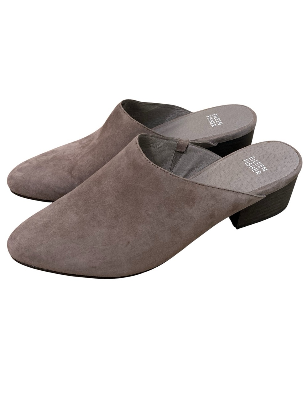 Eileen Fisher Sylvia Slip On Suede Mules Taupe 9.5